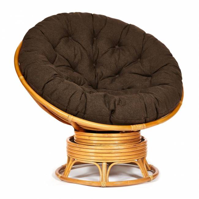 Кресло-качалка PAPASAN/ПАПАСАН w 23/01 B /с подушкой/ 115х78х104 см, Honey (мед), ткань Коричневый, 3М7-147 Honey (мед)