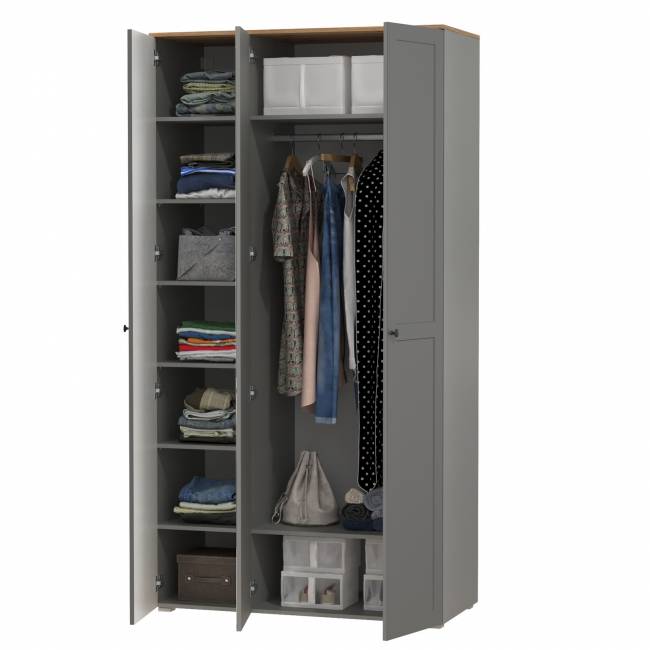 Шкаф для одежды 3-х дверный с зеркалом Остин 13.336.03 цвет серый графит/дуб крафт золотой Шкаф для одежды 3-х дверный с зеркалом Остин 13.336.03 цвет серый графит/дуб крафт золотой