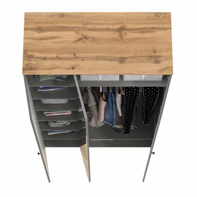 Шкаф для одежды 3-х дверный с зеркалом Остин 13.336.03 цвет серый графит/дуб крафт золотой Шкаф для одежды 3-х дверный с зеркалом Остин 13.336.03 цвет серый графит/дуб крафт золотой