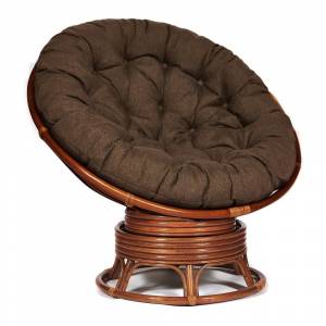 Кресло-качалка Папасан/Papasan (W 23/01 B) /с подушкой/ 115х78х104см, пекан орех, ткань коричневый, 3м7-147 Pecan (орех)