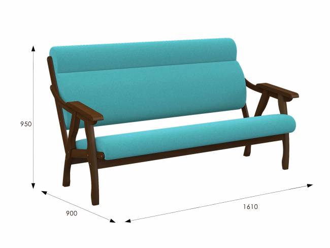 Диван Вега 10 ткань бирюза, каркас орех Диван Вега 10 ткань бирюза, каркас орех
