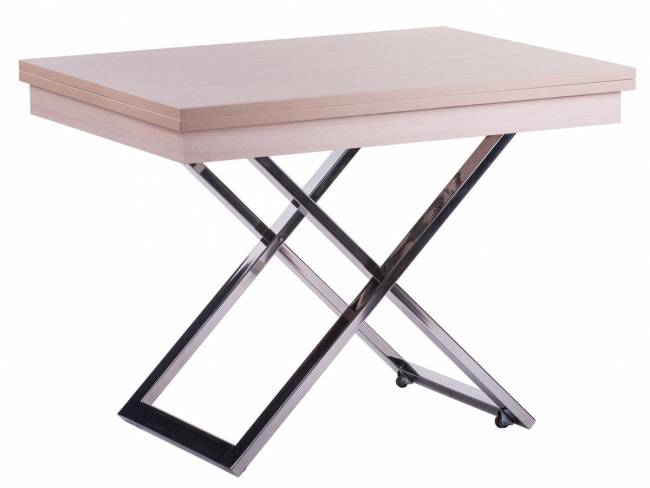 Стол-трансформер Левмар Cross D31/S79 выбеленный дуб/ опоры нерж.сталь Стол-трансформер Левмар Cross D31/S79 выбеленный дуб/ опоры нерж.сталь
