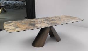 Стол CALDERON 180 TL-137  матовый, испанская керамика / брашированный каркас, цвет медный, ®DISAUR