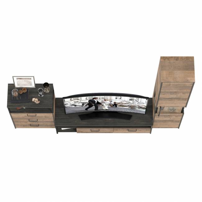 Стенка для гостиной с подсветкой Трувор № 24 цвет дуб гранж песочный/интра