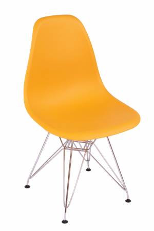 Стул Eames желтый, опора металл