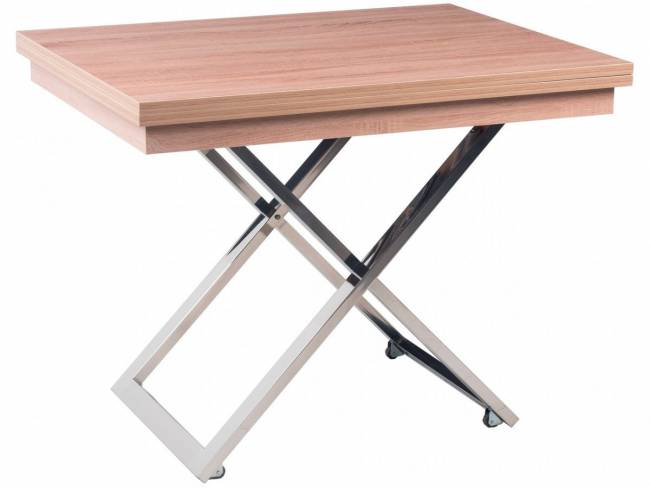 Стол-трансформер Левмар Cross D89/S79 сонома/ опоры нерж.ст. Стол-трансформер Левмар Cross D89/S79 сонома/ опоры нерж.ст.