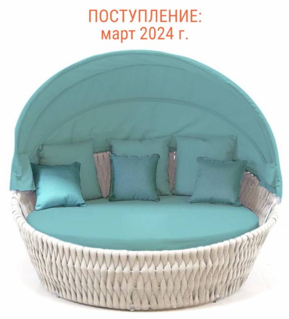 Лаунж-диван плетеный Samui бежевый, белый, бирюзовый 1700х1800х800 мм