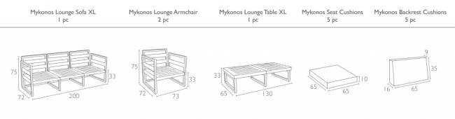 Комплект пластиковой мебели Mykonos XL бежевый, бежевый