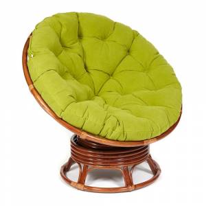 Кресло-качалка Папасан/Papasan (W 23/01 B) /с подушкой/ 115х78х104см, пекан орех, флок олива, 23 Pecan (орех)