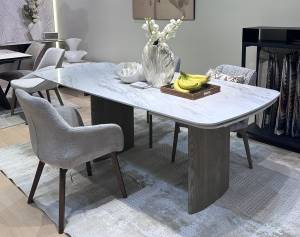 Стол CALVIN 180 MATTE ROME TRAVERTINE SOLID CERAMIC / Серый дуб, ®DISAUR