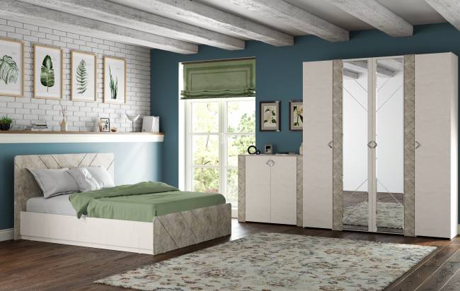 Спальня Амели № 10 цвет шёлковый камень/бетон чикаго беж