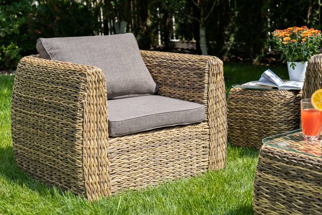 "Кальяри" кресло из искусственного ротанга (гиацинт), цвет соломенный "Кальяри" кресло из искусственного ротанга (гиацинт), цвет соломенный