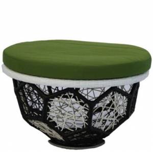 Пуфик "Вена Комфорт", из искусственного ротанга, черный, белый, зеленый