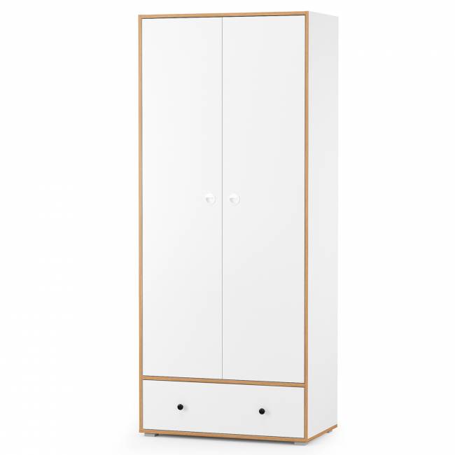 Письменный стол Вуди и платяной шкаф цвет белый премиум/дуб крафт золотой