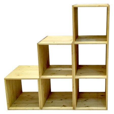 Стеллаж Куб 2 сосна, бесцветный лак P&H