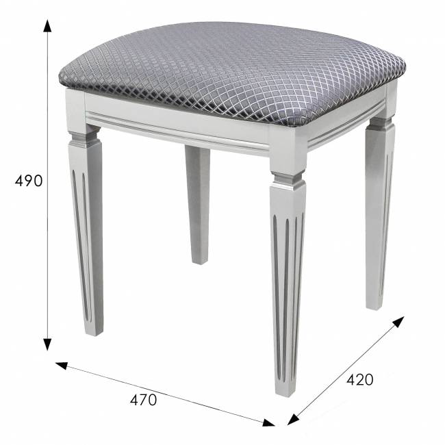 Банкетка Васко В 107Н белый/серебро, Атина серебро