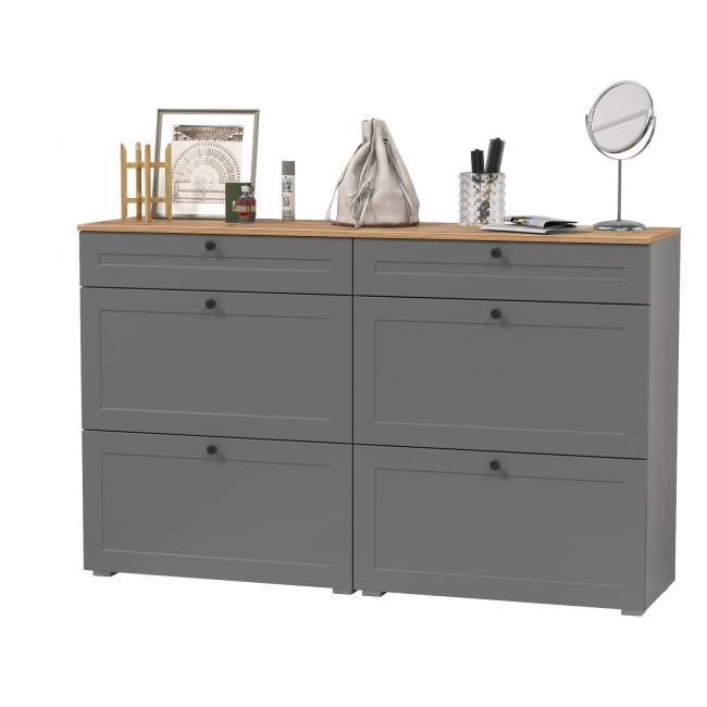 Две тумбы для обуви Остин цвет серый графит/дуб крафт золотой