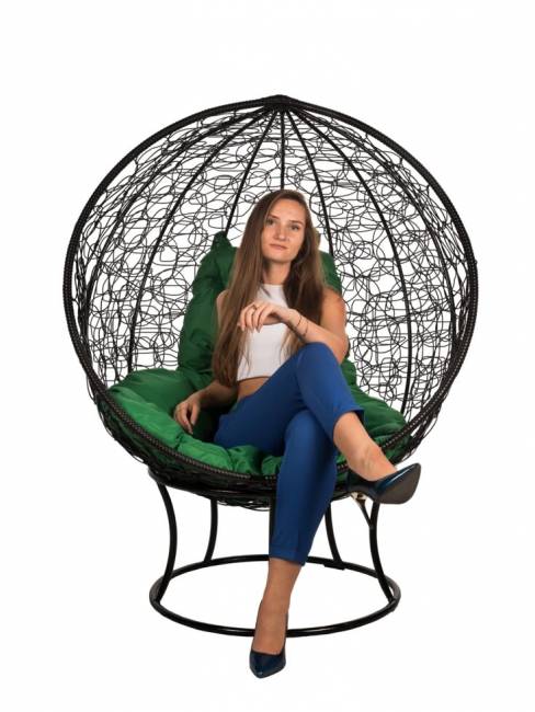 Кресло из ротанга Orbis  зеленая подушка