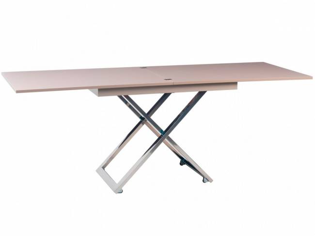 Стол-трансформер Левмар Cross G41/S79 капучино глянец/ опоры нерж.сталь Стол-трансформер Левмар Cross G41/S79 капучино глянец/ опоры нерж.сталь