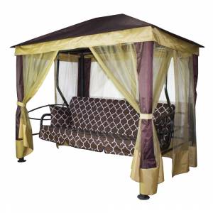 Качели-шатер 4-х местные Монреаль Премиум, коричневый Качели-шатер 4-х местные Монреаль Премиум, коричневый