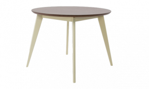 Стол обеденный круглый Сканди К100, слоновая кость/орех