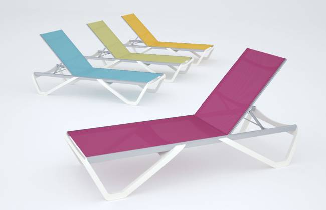 Шезлонг-лежак металлический Wave белый, серый 1910х715х300 мм