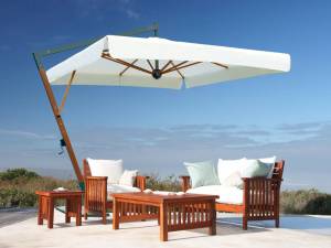 Зонт профессиональный 2х3 м Torino Braccio имитация ироко, слоновая кость 2000х3000 мм