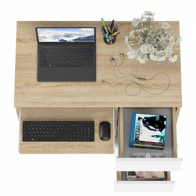 Стол компьютерный три ящика Мори МС-6 правый цвет дуб сонома/белый Стол компьютерный три ящика Мори МС-6 правый цвет дуб сонома/белый