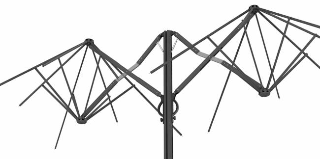 Зонт профессиональный двухкупольный 3.5х7.5 м Galaxia Dual T Timber имитация ироко, серебристо-серый 3500х7500 мм Зонт профессиональный двухкупольный 3.5х7.5 м Galaxia Dual T Timber имитация ироко, серебристо-серый 3500х7500 мм