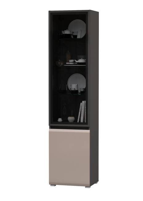 Шкаф-витрина Сидней 13.201 цвет антрацит/МДФ веллюто капучино Шкаф-витрина Сидней 13.201 цвет антрацит/МДФ веллюто капучино