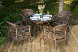 "Сицилия" обеденная группа плетеная, цвет коричневый "Сицилия" обеденная группа плетеная, цвет коричневый