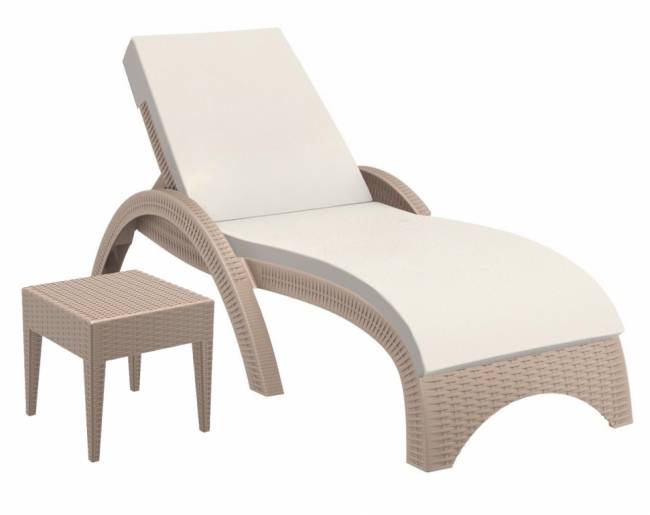 Столик плетеный для шезлонга GT 1009 бежевый 450х450х450 мм Столик плетеный для шезлонга GT 1009 бежевый 450х450х450 мм