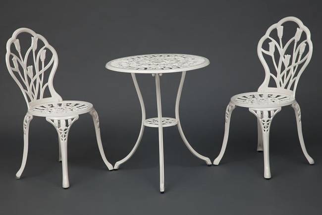 Комплект Secret De Maison Waltz of flowers (стол +2 стула) алюминиевый сплав, D60/H67, 52Х40Х89см, butter white butter white алюминиевый сплав