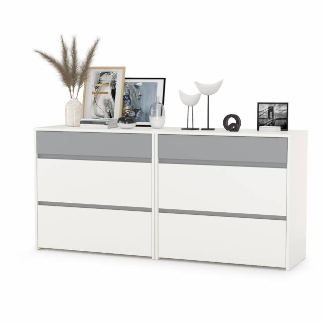 Два комода Торонто цвет белый шагрень/стальной серый Два комода Торонто цвет белый шагрень/стальной серый