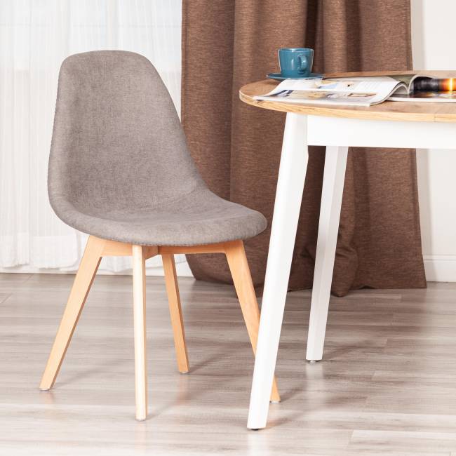 Стул CINDY SOFT (mod. C1021F1-1) / 1 шт. в упаковке фактурный велюр/дерево бук, 55 х 48 х 83 см, Серый LY1701-26 / натуральный серый фактурный велюр/дерево бук