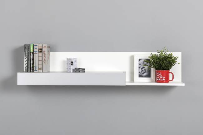 Полка Торонто 16.475 цвет белый шагрень/стальной серый