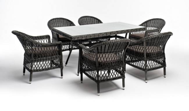 "Амароне" обеденная группа из искусственного ротанга на 6 персон, цвет графит "Амароне" обеденная группа из искусственного ротанга на 6 персон, цвет графит