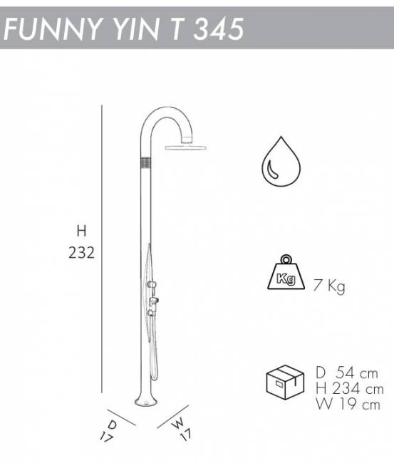 Душ уличный Funny Yin T 345 антрацит 170х170х2320 мм Душ уличный Funny Yin T 345 антрацит 170х170х2320 мм