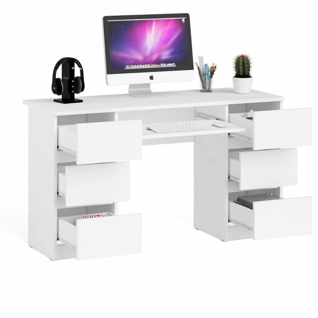 Компьютерный стол с двумя тумбами Мори МС-2 цвет белый Компьютерный стол с двумя тумбами Мори МС-2 цвет белый