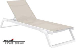 Шезлонг-лежак металлический Tropic белый, бежевый 2100х720х310 мм Шезлонг-лежак металлический Tropic белый, бежевый 2100х720х310 мм