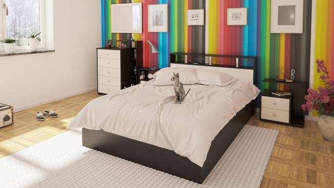 Кровать Камелия 1400 цвет венге/дуб лоредо Кровать Камелия 1400 цвет венге/дуб лоредо