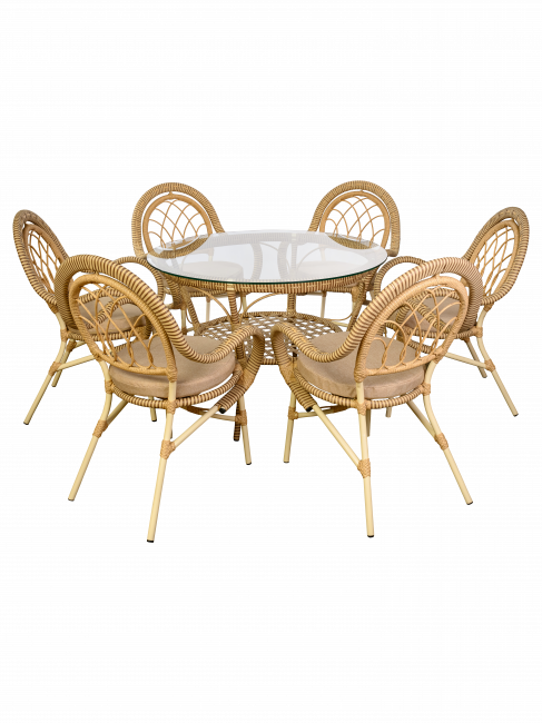 Комплект из искусственного ротанга Java (Ява)-6 (цвет: слоновая кость)