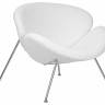 Кресло дизайнерское DOBRIN EMILY, белый (букле) ткань , хромированная сталь