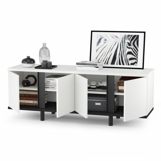 Тумба под ТВ Квадро 13.276 цвет белый шагрень/чёрный Тумба под ТВ Квадро 13.276 цвет белый шагрень/чёрный