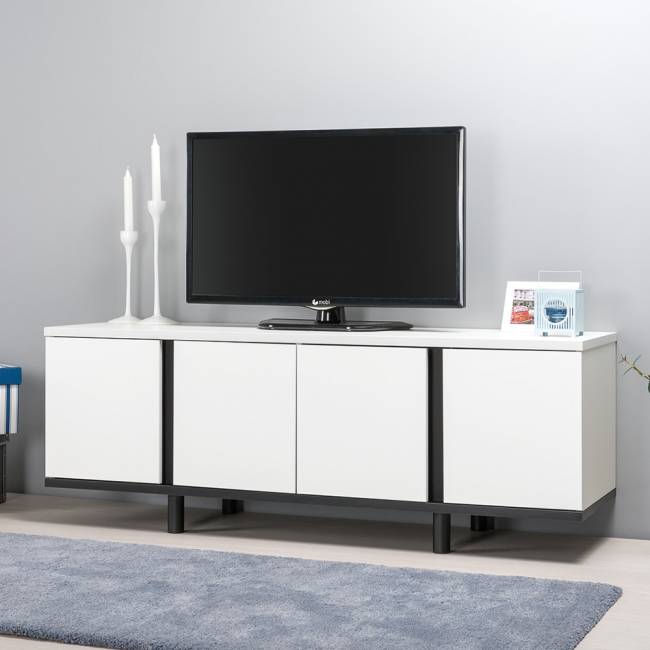 Тумба под ТВ Квадро 13.276 цвет белый шагрень/чёрный Тумба под ТВ Квадро 13.276 цвет белый шагрень/чёрный