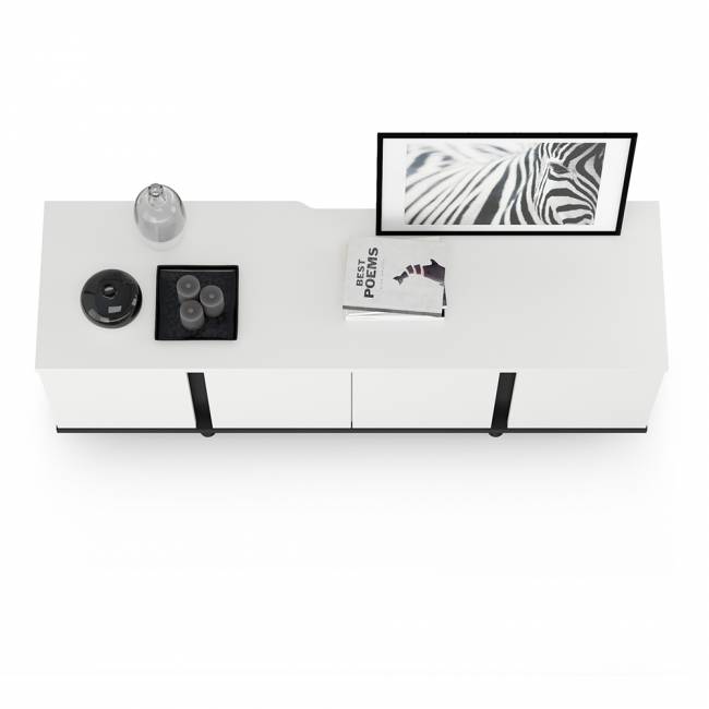 Тумба под ТВ Квадро 13.276 цвет белый шагрень/чёрный Тумба под ТВ Квадро 13.276 цвет белый шагрень/чёрный