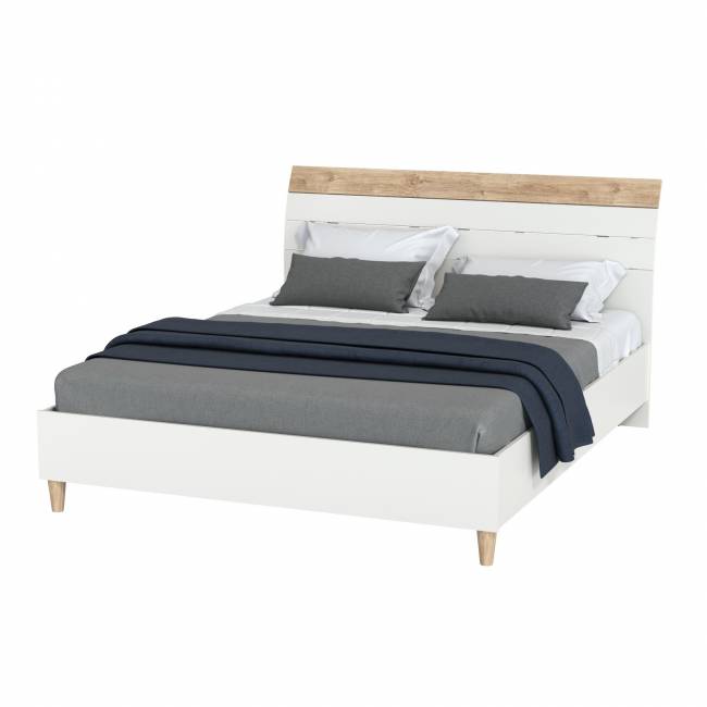 Кровать Муссон 11.41 цвет белый/дуб эндгрейн элегантный