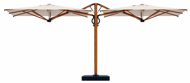 Зонт профессиональный двухкупольный 2.9х6.3 м Galaxia Dual T Timber имитация ироко, слоновая кость 2900х6300 мм