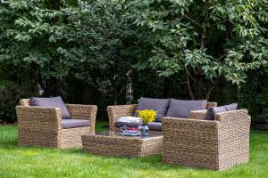 "Капучино Сингл" лаунж-зона из искусственного ротанга (гиацинт), цвет соломенный "Капучино Сингл" лаунж-зона из искусственного ротанга (гиацинт), цвет соломенный