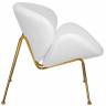 Кресло дизайнерское DOBRIN EMILY, белый (букле) ткань, золотое основание